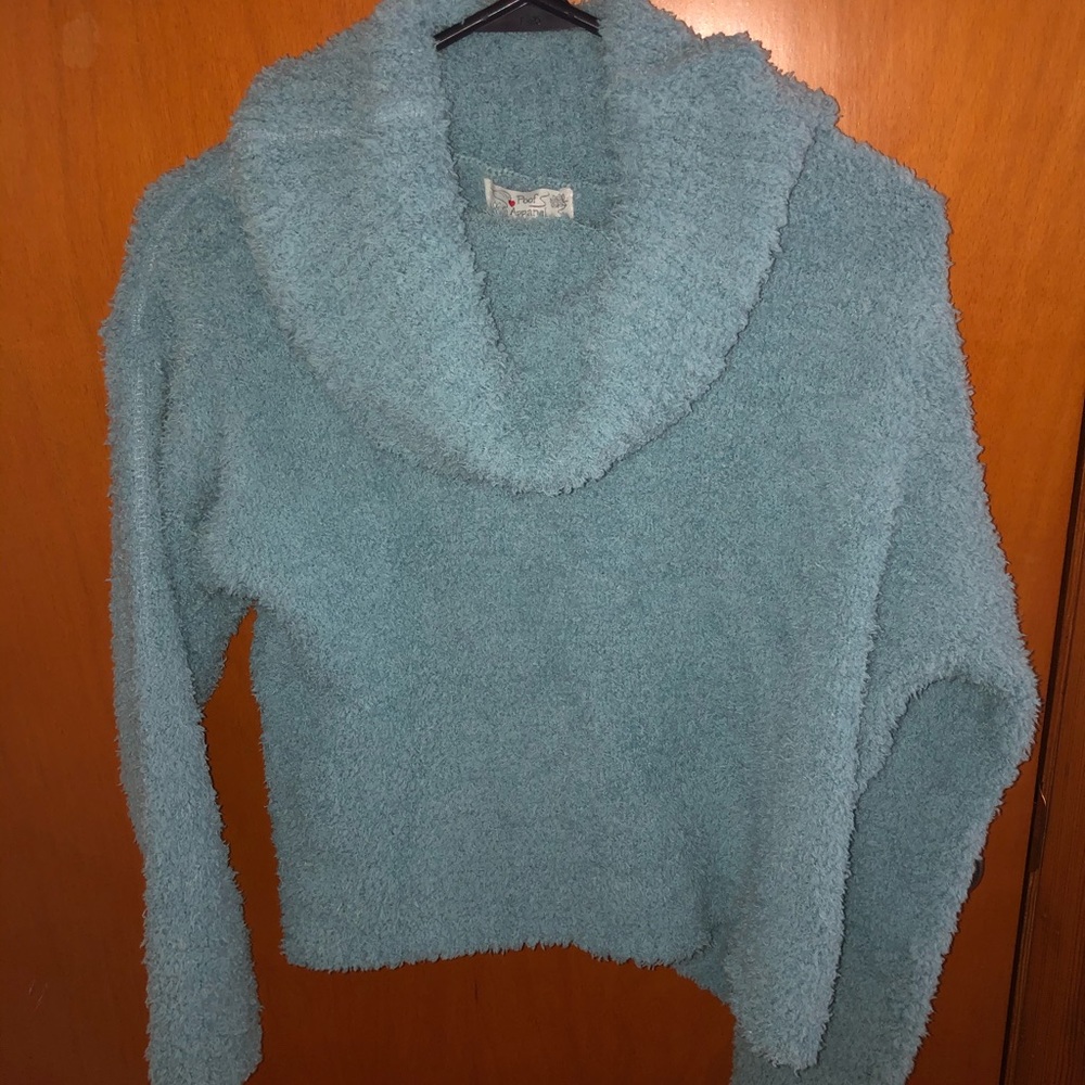 Blue Fuzzy Turtle Neck Sweater